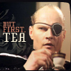 chronographia: evil Federation officer with eyepatch contemplating world domination over tea (But first - tea!)
