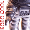 robotbigbang: silver robot red text reads "robo cool" (robo cool!)