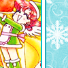 anaraine: A cropped icon of chibi!Makoto dressed in a green Christmas-y outfit, presenting a cooked turkey with a smile. ([pgsm] holiday food)