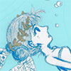 suzume: young Mags in her victory attire, underwater ((too long at sea makes your eyes strange) (girl and the sea)