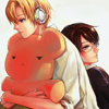 storme: image of tamaki from ouran holding a large teddy bear, with kyouya flopped again's tamaki's back (kyoyatamaki)
