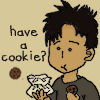 mecurtin: Chibi John Sheppard gives cookies (have a cookie)