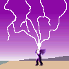 acelightning: person standing on beach, surrounded by lightning (on the beach)