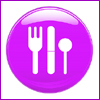 acelightning: shiny purple plate with cartoon flatware (eats03)