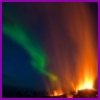 acelightning: aurora above Icelandic volcano eruption (volcanaurora)