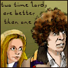 forthwritten: sketch of the Fourth Doctor and Romana with the caption "two Time Lords are better than one" (two heads are better than one)
