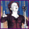 edithmorningstar: Edith Piaf at the microphone, arms flung wide. Colorized. (songstress)