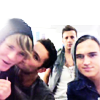 leanwellback: mcfly during a webchat with fans, harry kissing dougie's cheek (mcfly- we thank you all)