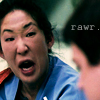 shirasade: grey's anatomy: christina making a scary-funny face; text: rawr (ga - rawr! (christina))