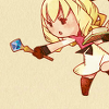 monpetitchat: Chibi casting magic with staff (Cure! Blizzard! Lux!)