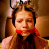 meloukhia: Dawn from 'Buffy' wearing a gag and looking grumpy about it.  (Dawnie)