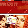 meloukhia: Leeloo from 'The Fifth Element,' holding up a Multipass and smiling. 'Multipass' is bannered across the top of the image (Multipass)