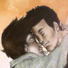 glymr: Fanart of Kon and Tim snuggling in midair. (perennial11kontimflying)