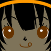 kaon4shi: A girl with dark hair and an orange headband wearing a mischievous expression. (Default)