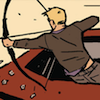 snickfic: [comic] Clint Barton shooting arrows from window of car (Clint action)