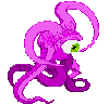callie: animated icon of a pink tenacled creature moving along (tentacles)