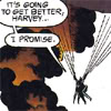 petra: Two men parachuting to safety. Text: "It's going to get better, Harvey. I promise." (Bruce & Harvey - Can't get no worse)