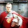 briar_pipe: Uther in full armor marching to a challenge (Uther red)