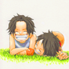 inkstone: chibi!Ace & chibi!Luffy from One Piece (better days)