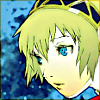 stealth_noodle: Persona 3's Aigis, against blue. (sad robot)