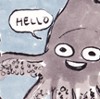 furikku: A squid with a happy face saying "Hello" (Hello)