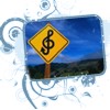 treefrog: a road sign with a treble clef (Music)