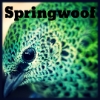springwoof: a green bird looking at you (green)