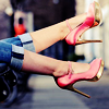 alwayswondered: A woman's feet in extremely high pink-and-gold platform heels. (Boys call you hell in high heels)