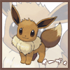 tyger: Eevee.  Text: イーブィ (pokémon - eevee)