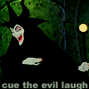 musyc: Maleficent laughing, captioned "cue the evil laugh" (Maleficent: Evil laugh)