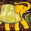 queen_ypolita: Painted, happy-looking elephant (Norsu by later_tuesday)