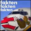 kriski: santa painted onto nose of airplane as if they collided, text: facts, facts, facts (harte fakten)