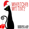 waywren: An Art Deco black kitty wants to know, "Whatcha writin'?" (yulecat)