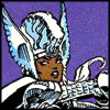 konsectatrix: a popular comic book heroine, in a mohawk, dressed in armor, wielding a mighty weapon. (x-men: storm in asgard.)