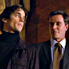 silveraspen: neal caffrey looking over his shoulder at peter burke (white collar: hi partner (over shoulder))