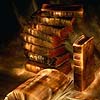 silveraspen: stack of old books with golden edges (books)