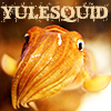 tree: a little orange squid; text: yulesquid ([yuletide] generic icon of doom!)