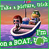 pantswarrior: My character from Animal Crossing: New Leaf in the boat with Kapp'n, with an (in)appropriate line from The Lonely Island (animal crossing)
