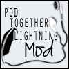 pt_lightningmod: quill pen and earbuds: the pen's ink becomes the earbuds' wire; text: mod (mod icon)