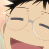 torachan: onoda sakamichi from yowamushi pedal with a huge smile (onoda smile)
