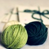 meloukhia: Two balls of yarn, one green, one blue (Yarn)