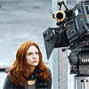 rhivolution: Karen Gillian dressed as Amy Pond faces off against a TV camera (me versus the camera: Karen Gillan)