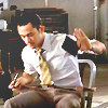 ineptshieldmaid: Inception - Arthur, with notebook in one hand and pen in the other, waving arms around (Inception - arthur with notebook)