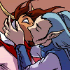 lovepeaceohana: a male elf pulling in another male for a passionate kiss (elf kiss glomp)