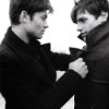 chaymberlaine: boys in coats, black and white (boys in coats b&w)