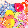 lovepeaceohana: three watercolor koi fish in bright colors (colorful koi)
