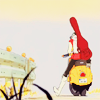 talkingmotorrad: pink-haired alien on a motorbike (by bubblemilk @ lj) ({flcl} baby i'm the rising sun)