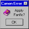 hilarytamar: a computer error warning box with text: "Canon error-apply fanfic?" (posts--canon error; apply fanfic?)