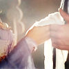 briar_pipe: Gwen and Arthur holding a scrap of cloth between them (Gwen and Arthur hands)