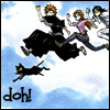 oyceter: Ichigo and company jumping off the edge of something with text "Doh!" (bleach doh)
